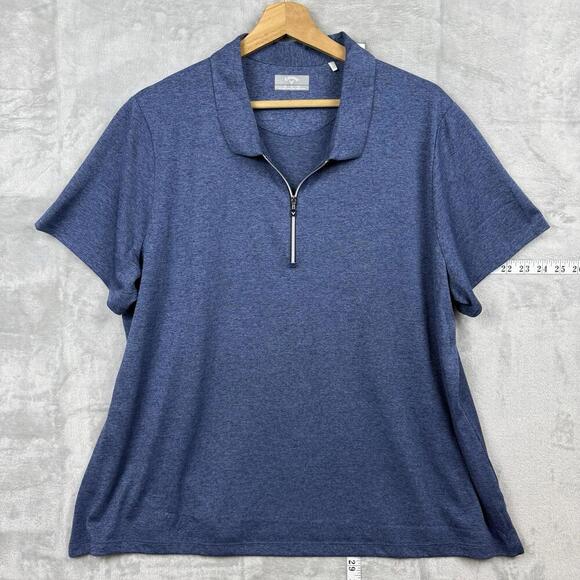 Callaway 1/4 Zip Golf Polo Shirt Men Size 2X Heathered Blue Short Sleeve Stretch - Picture 2 of 9